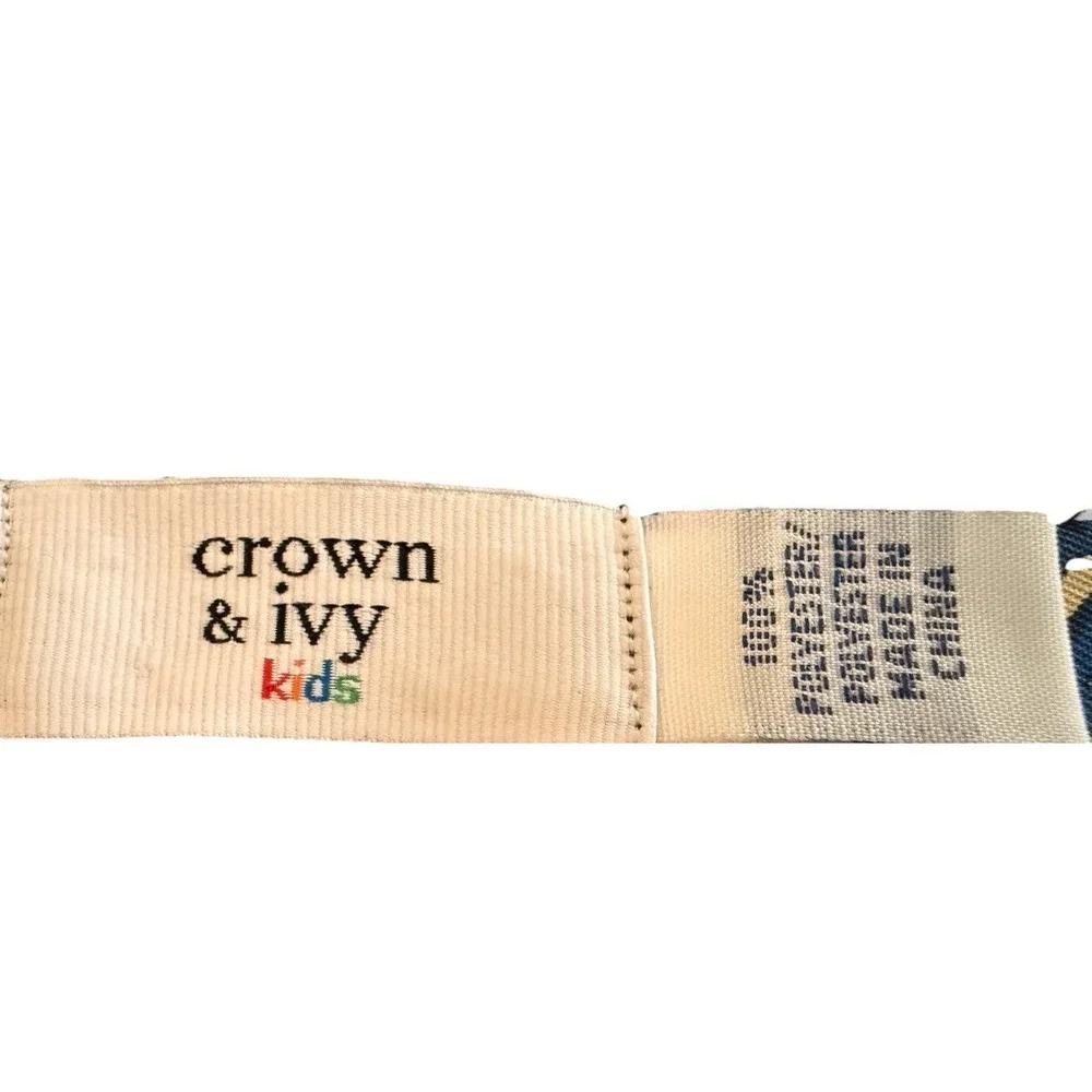 Baseball Print Bow Tie Crown  & Ivy Kids Blue NWOT Adjustable